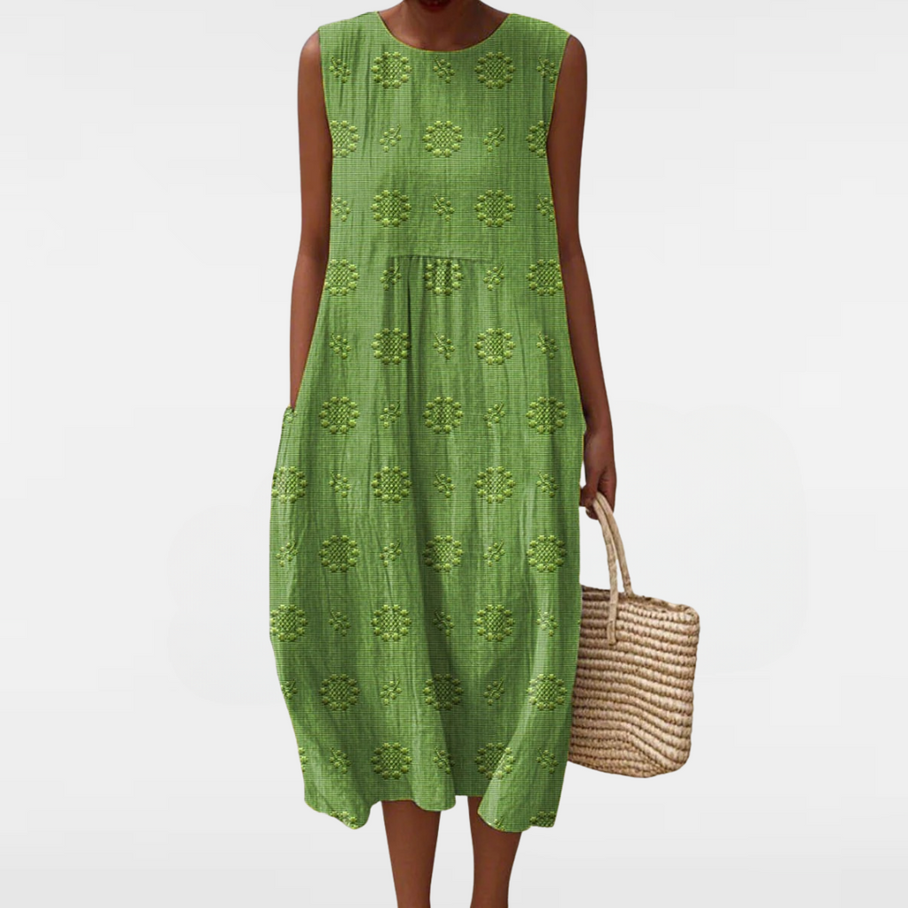 AIZA | COMFORTABLE SLEEVELES POCKET DRESS