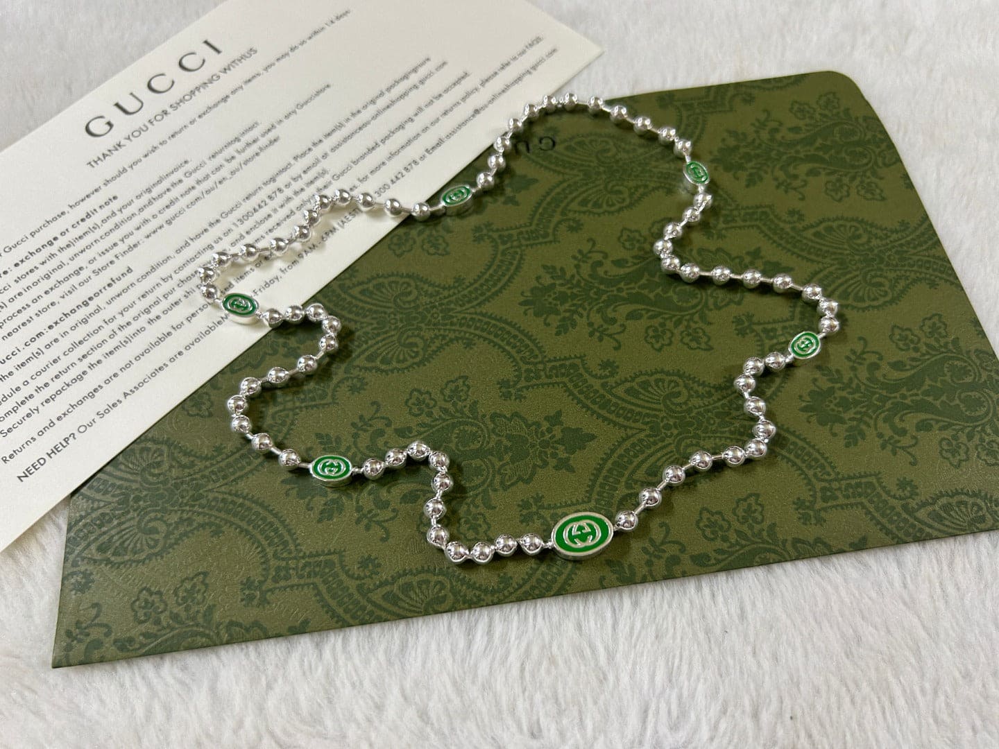 Double Gucci Interlocking Gucci Green Necklace