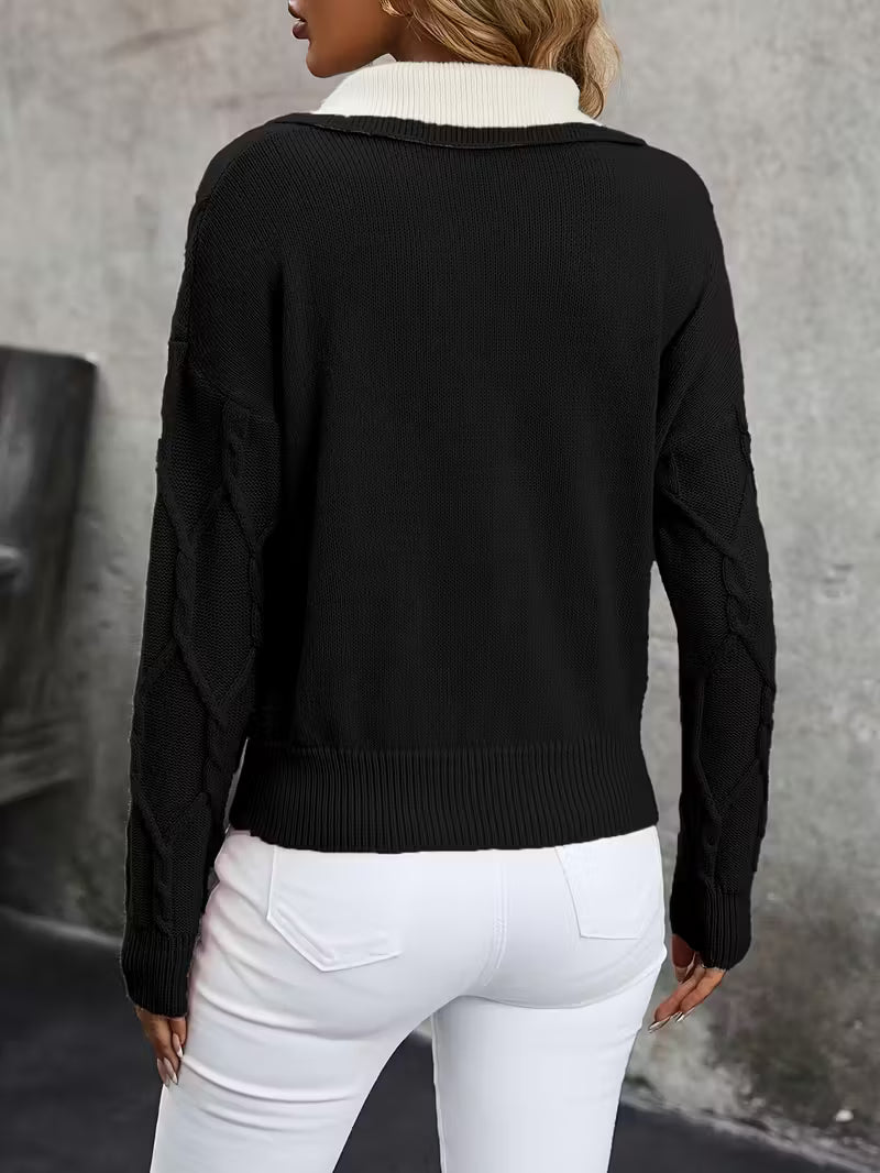 Mahalia - Cable Knit Collared Sweater