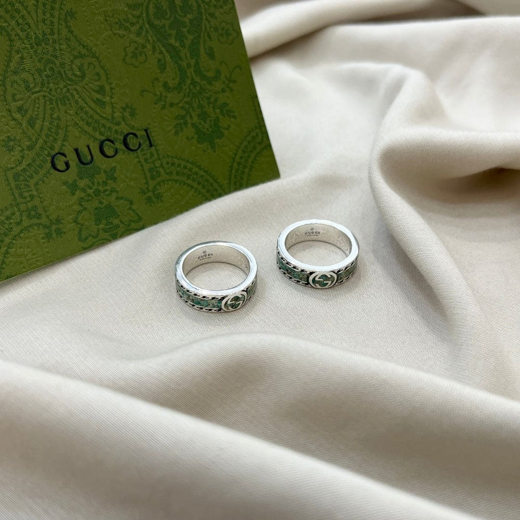 Double Gucci Interlocking Gucci Turquoise Ring