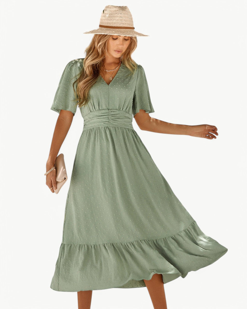 KLARISSE | ELEGANT FLOWY SUMMER V-NECK DRESS