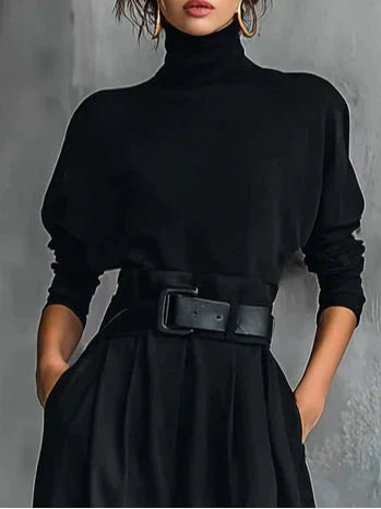 MAISIE™ | High-Waisted Pleated Trousers and Turtleneck Set
