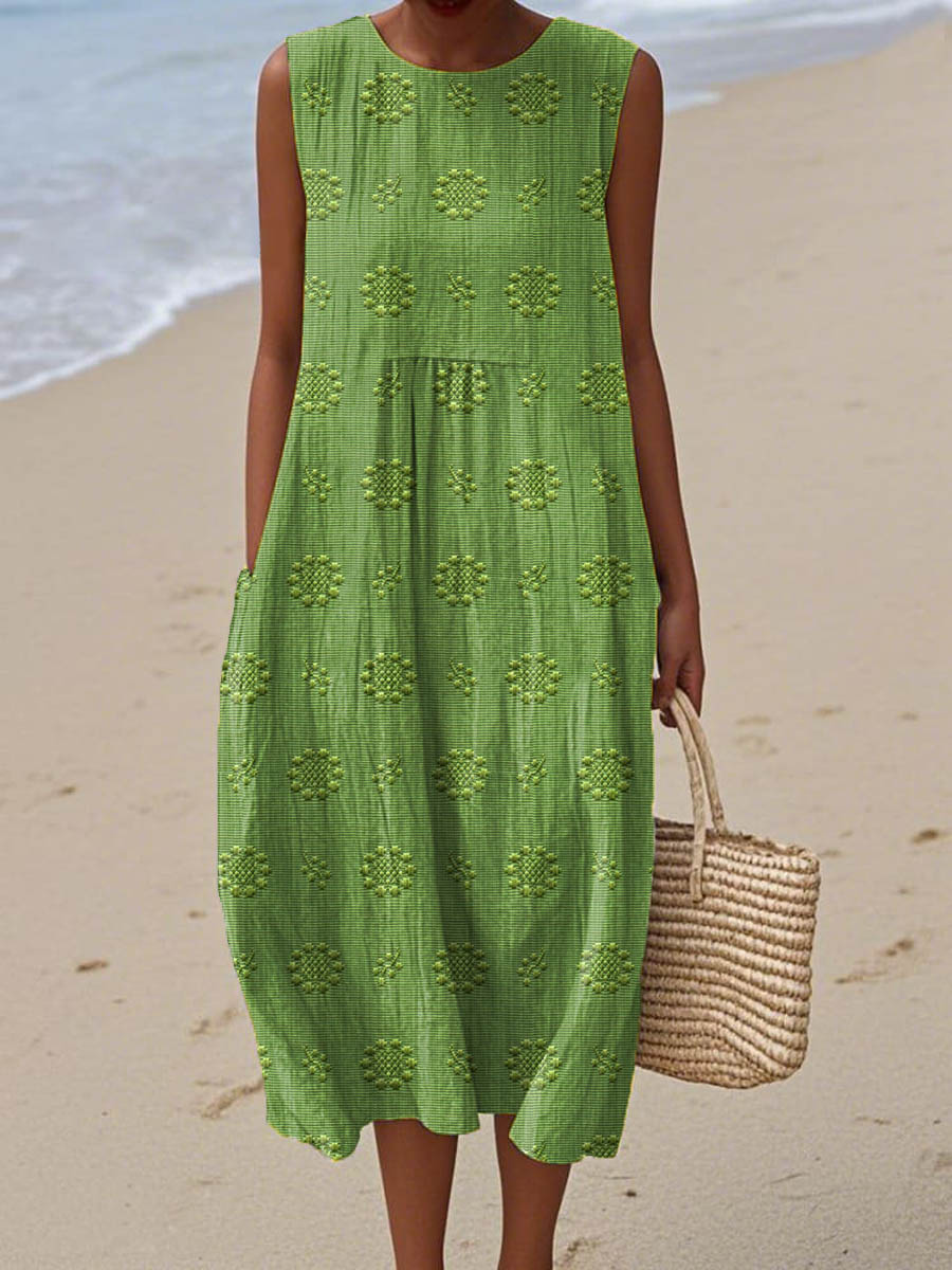 AIZA | COMFORTABLE SLEEVELES POCKET DRESS