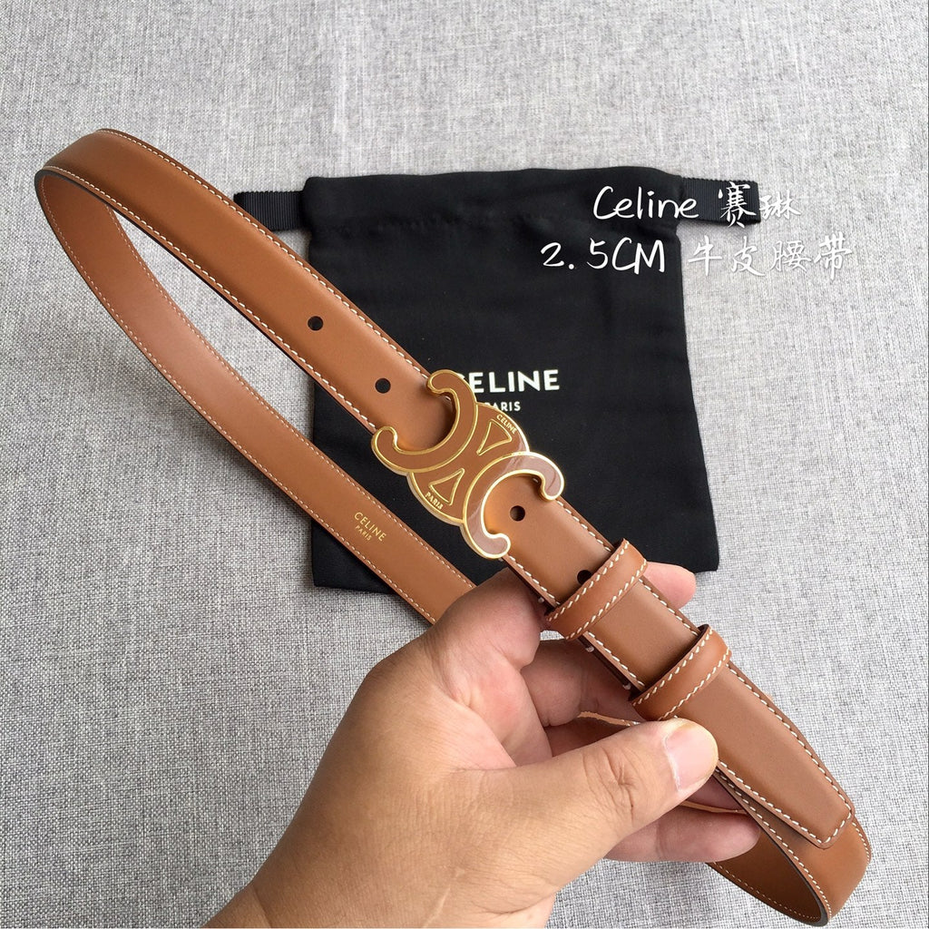 Authentic Celine Women‘s Leather Belt – Triomphe Buckle