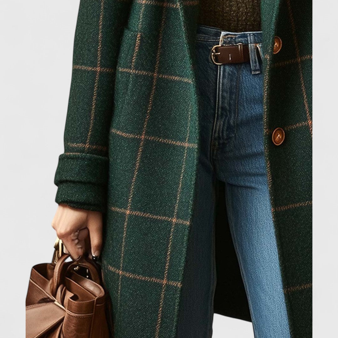 Elise | Classic Checkered Wool Coat