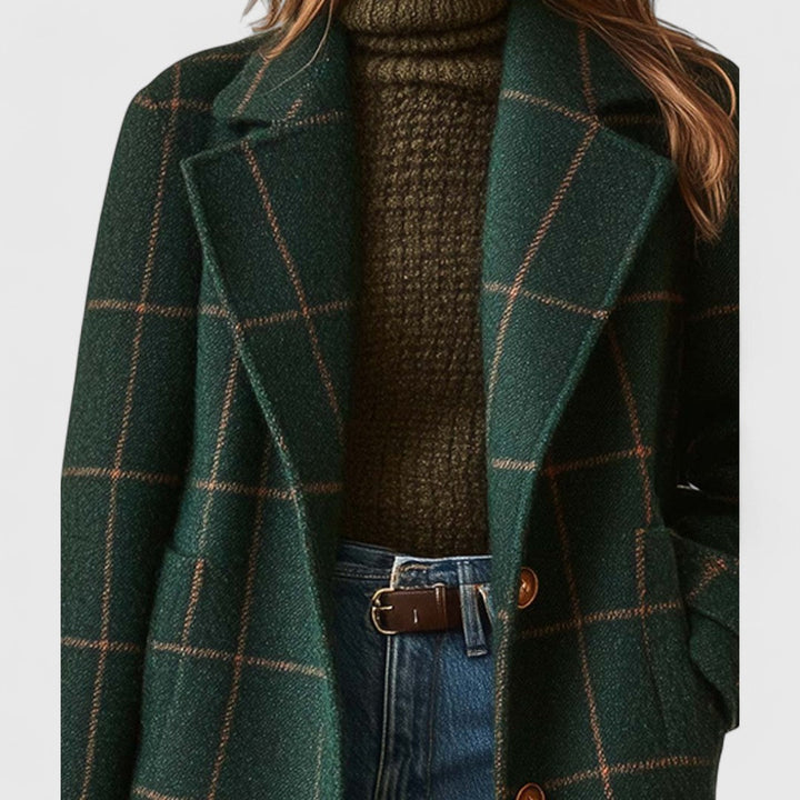 Elise | Classic Checkered Wool Coat